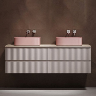 Тумба с раковиной Sancos Snob R 160 doha soft, столешница бежевая TT160A2, раковина CN6052MP
