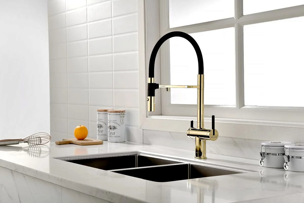 Смеситель для кухни Paulmark Gravity Gr213888-G, золото