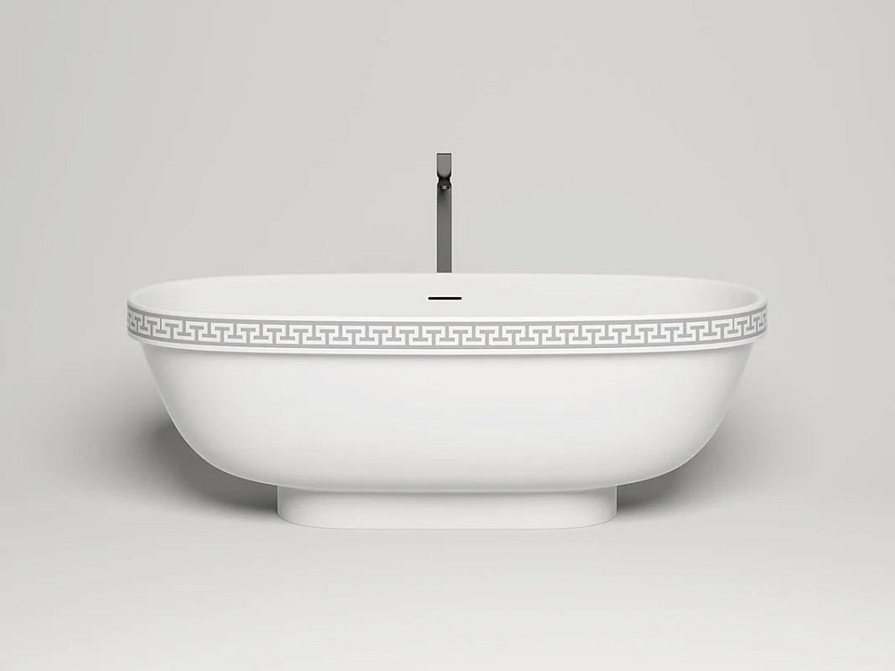 Ванна из искусственного камня Salini Greca Meander S-Stone 180x80 см, отдельностоящая, матовая белая