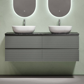 Тумба с раковиной Sancos Folk 140 ergraut soft, столешница черный мрамор TT140A1X, раковина CN6009