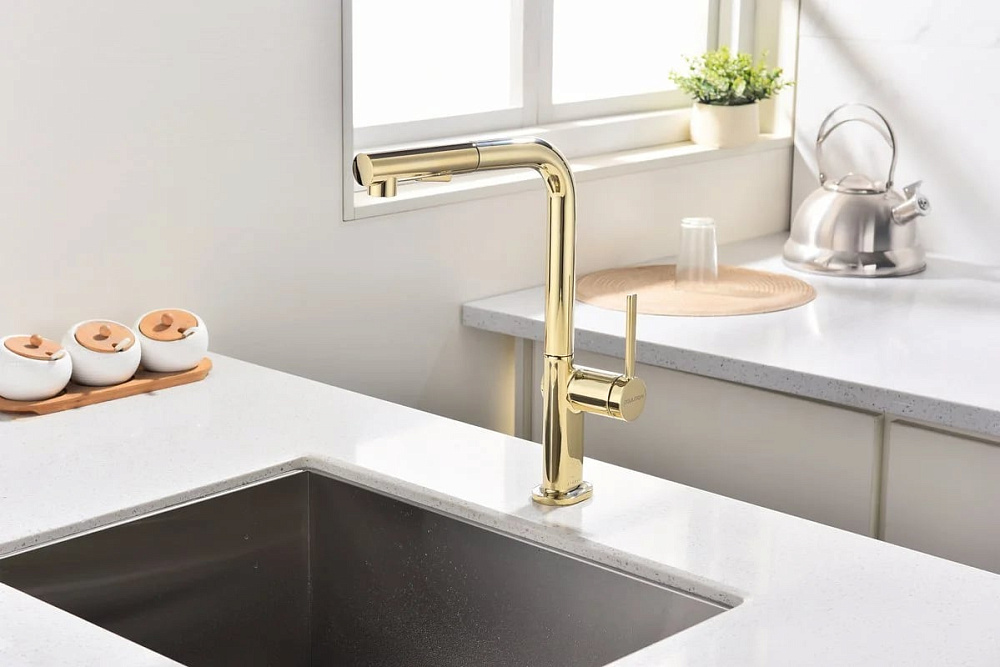 Смеситель для кухни Paulmark Neo Ne214419-G, золото