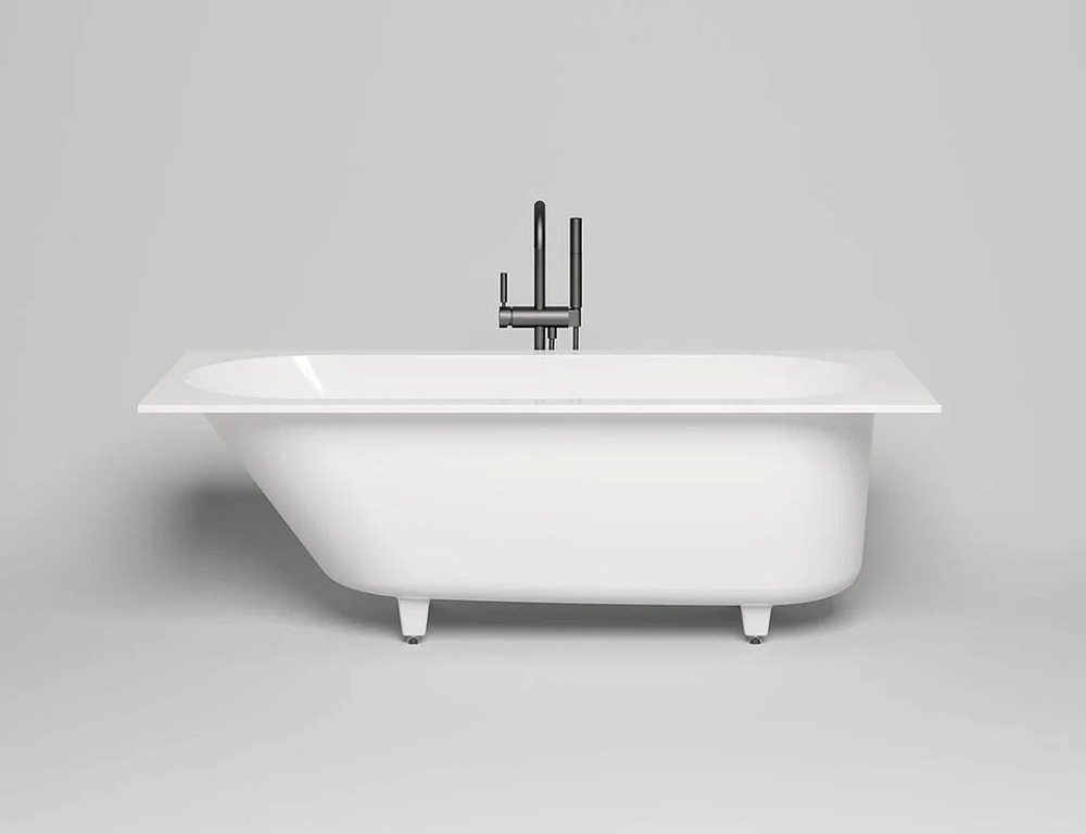 Ванна из искусственного камня Salini Ornella S-Sense 180x80 см, встраиваемая, матовая белая, на ножк