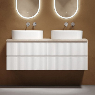 Тумба с раковиной Sancos Snob T 140 bianco, столешница бежевая TT140A2, раковина CN6075