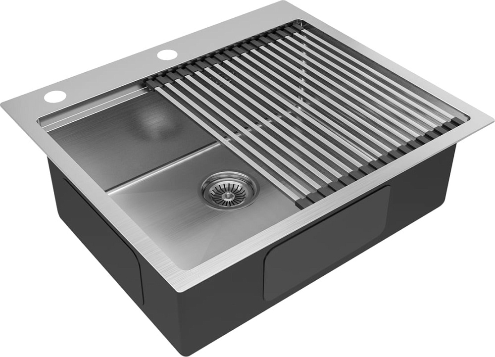 Мойка кухонная Paulmark Kroner-Pro + Pro PM705951-BS+R405-BS брашированная сталь