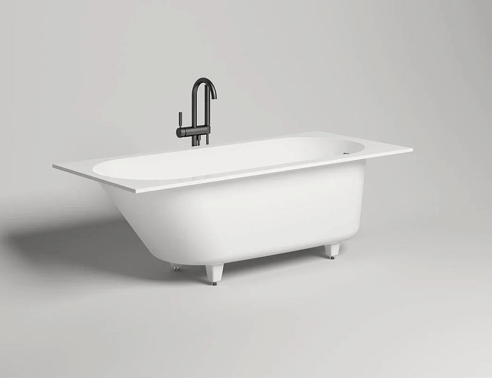 Ванна из искусственного камня Salini Ornella Kit S-Sense 170x75 см, встраиваемая, матовая белая, на 