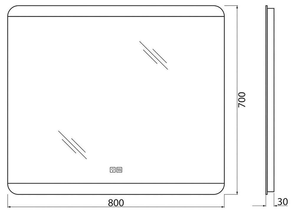 Зеркало BelBagno SPC-CEZ-800-700-LED-TCH-WARM с подсветкой
