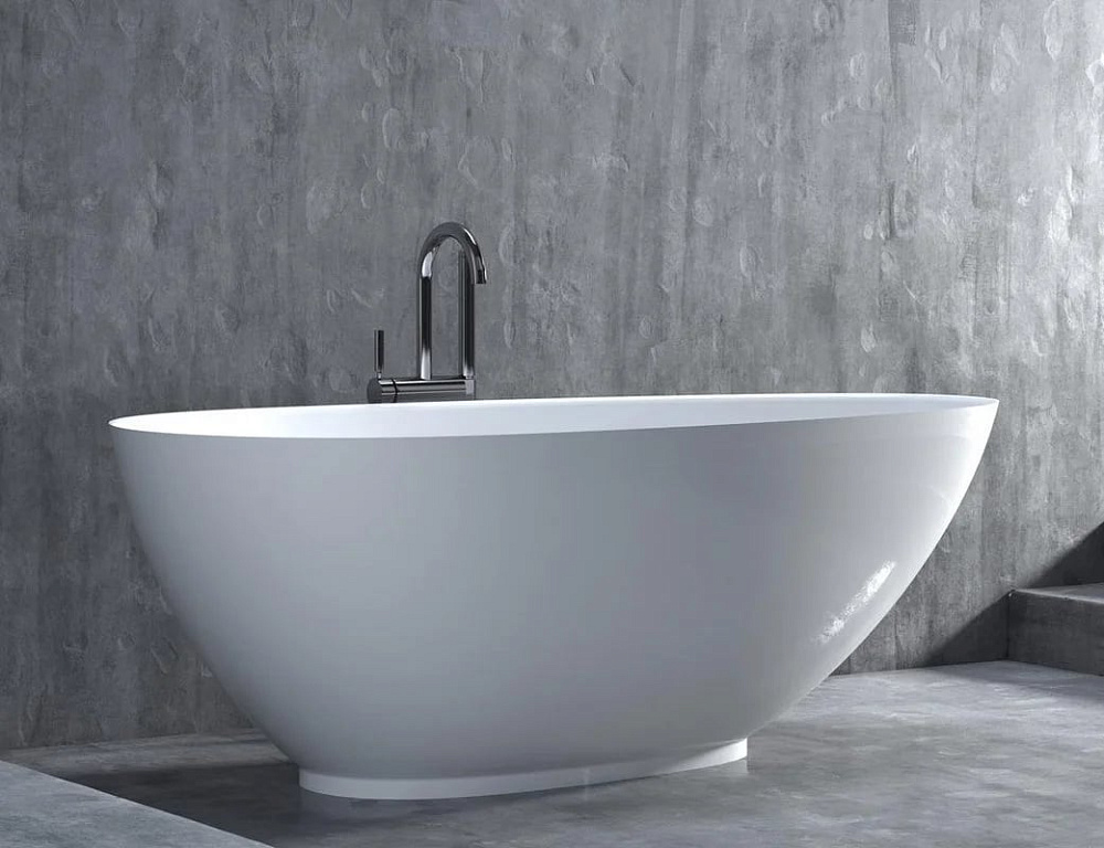Ванна из искусственного камня Salini Paola S-Sense 160x75 см, отдельностоящая, белая, овальная, со с
