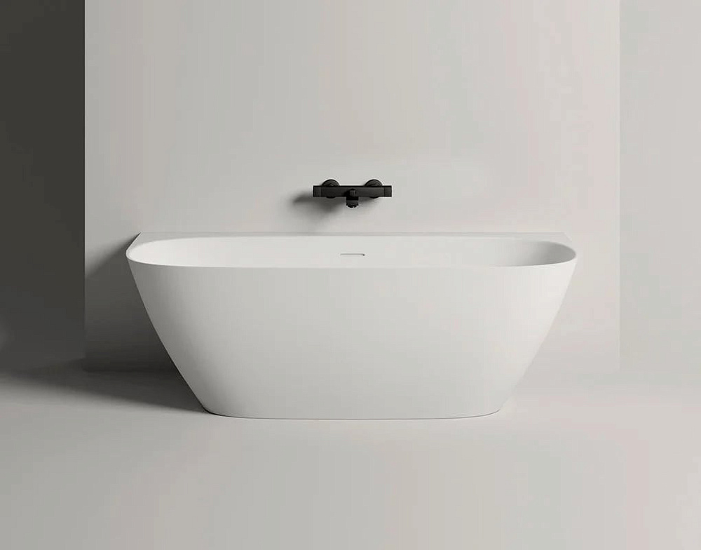 Ванна из искусственного камня Salini Sofia Wall S-Sense 180x85 см, пристенная, белая, со сливом-пере