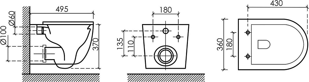 Унитаз подвесной Ceramicanova UP Rimless CN4007