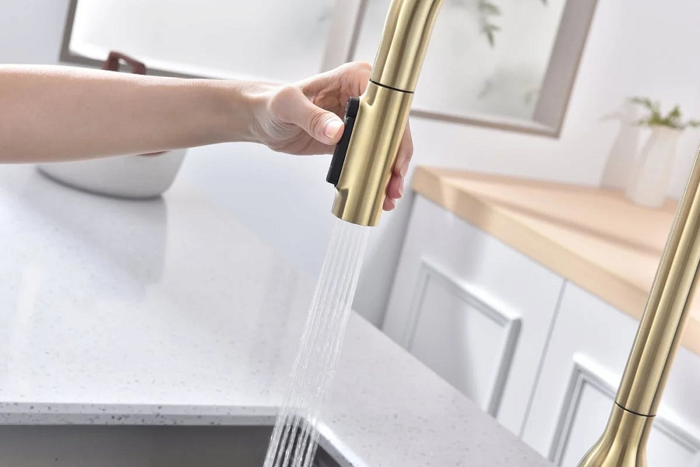 Смеситель для кухни Paulmark Universal Un213880-SBG светлое брашированное золото