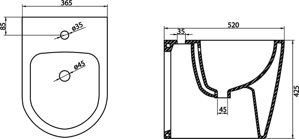 Биде напольное BelBagno Marino BB105B