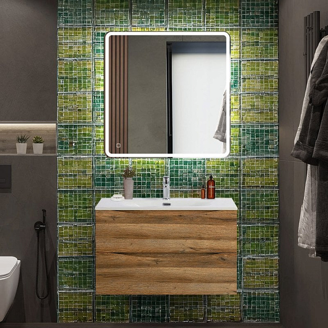 Тумба под раковину без столешницы BelBagno Marino-cer-n 80 подвесная, rovere rustico