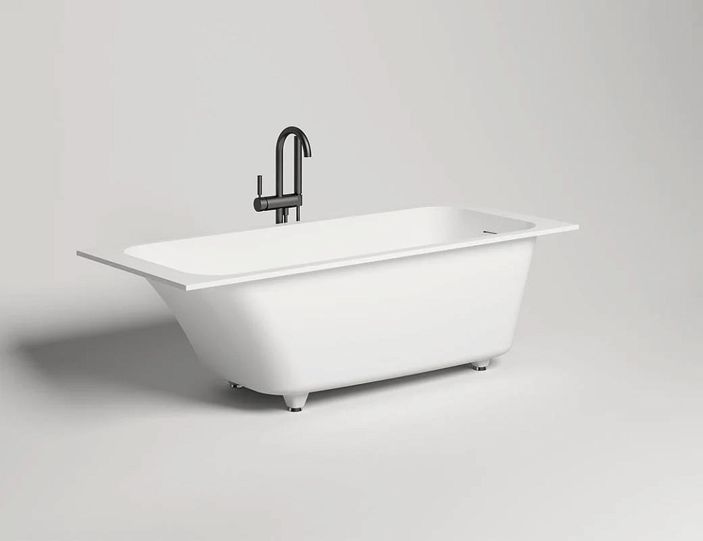 Ванна из искусственного камня Salini Orlanda Kit S-Sense 170x80 см, встраиваемая, белая, на ножках, 
