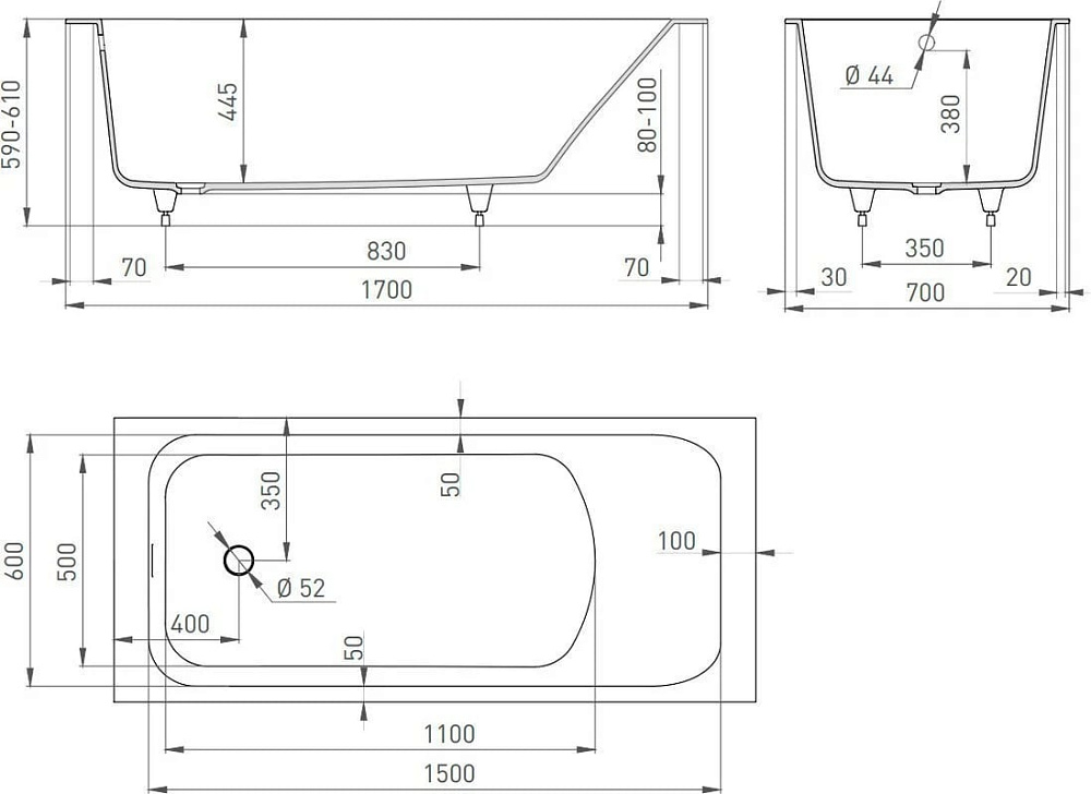 Ванна из искусственного камня Salini Orlanda S-Sense 170x70 см, встраиваемая, матовая белая