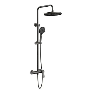 Душевая стойка Vincea Arco VSFS-4AR1GM, с изливом, вороненая сталь