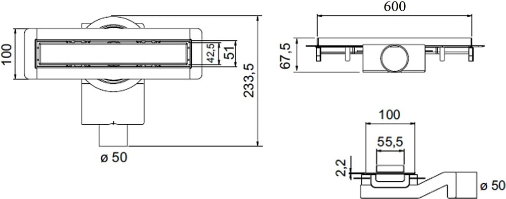Душевой трап (лоток) Plumberia Selection PSM Modular 60 см, нержавеющая сталь матовая