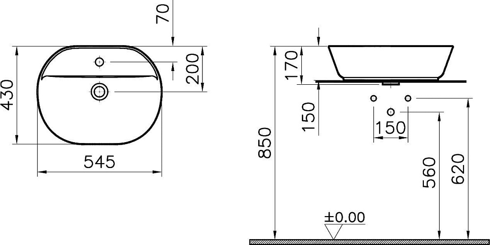 Накладная раковина VitrA Geo 7428B003-0001