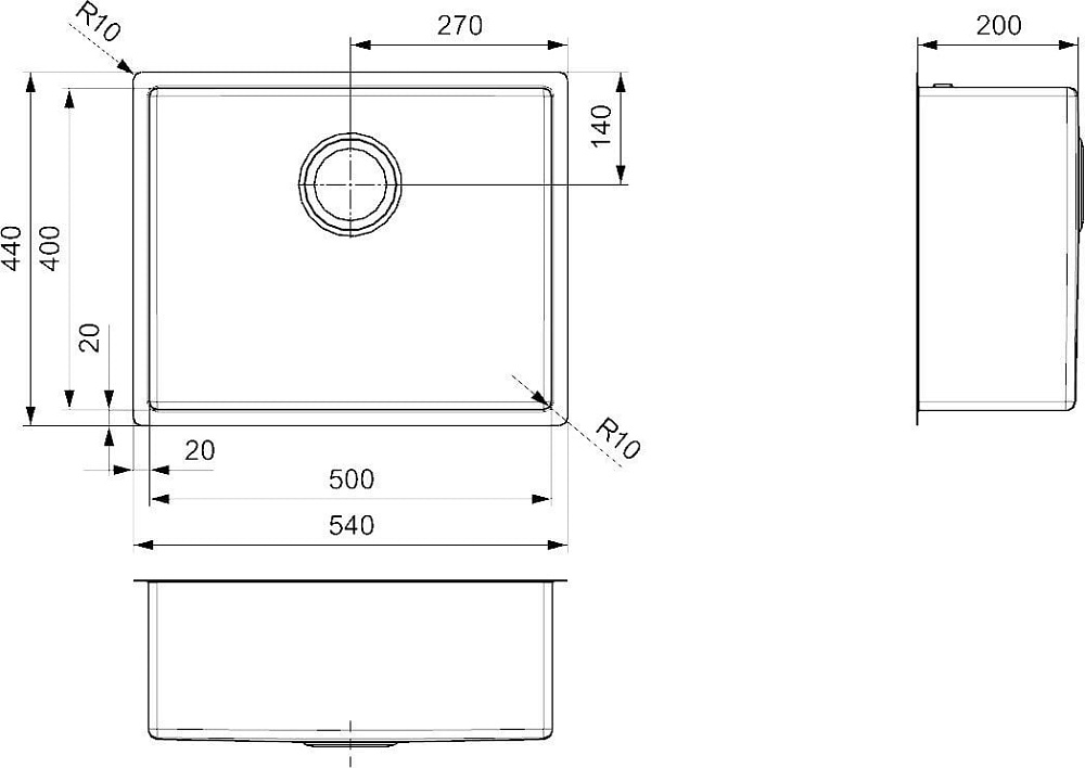 Мойка кухонная Reginox Miami Gun Metal 3,5" PVD(R30721) 50x40