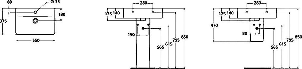 Раковина Ideal Standard Connect Cube E788601 55 см