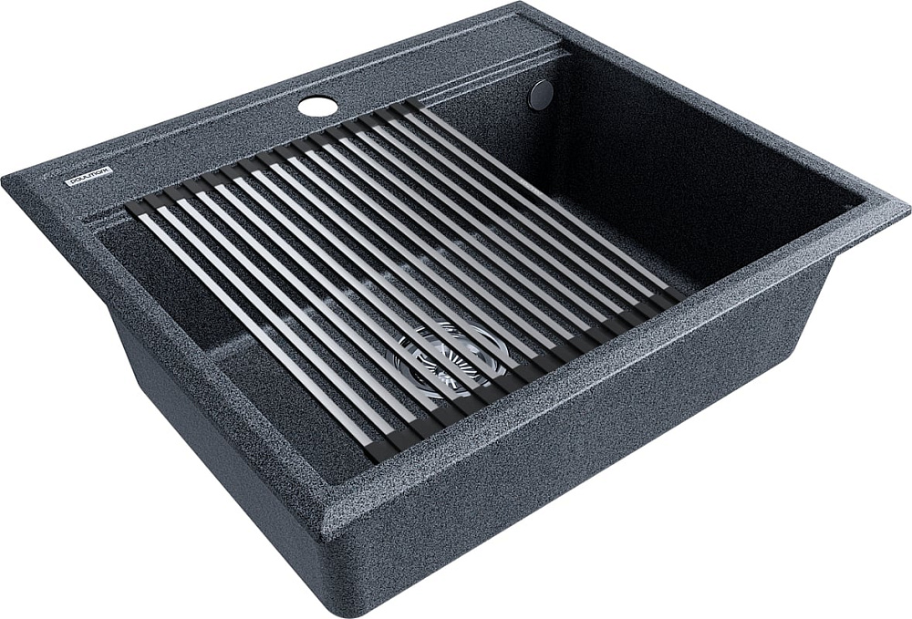Мойка кухонная Paulmark Stepia + Step PM115951-DG+R375-BS графит