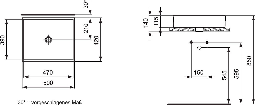Накладная раковина Ideal Standard Strada K077601 50 см