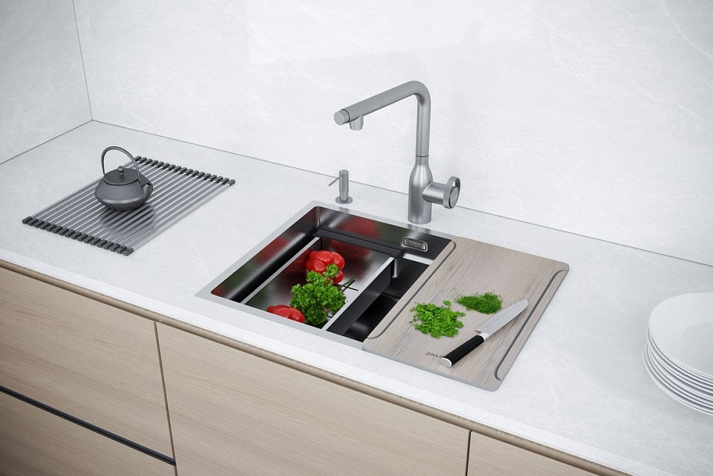 Мойка кухонная Paulmark Next-Pro 54 UNI PM705445-BS брашированная нержавеющая сталь