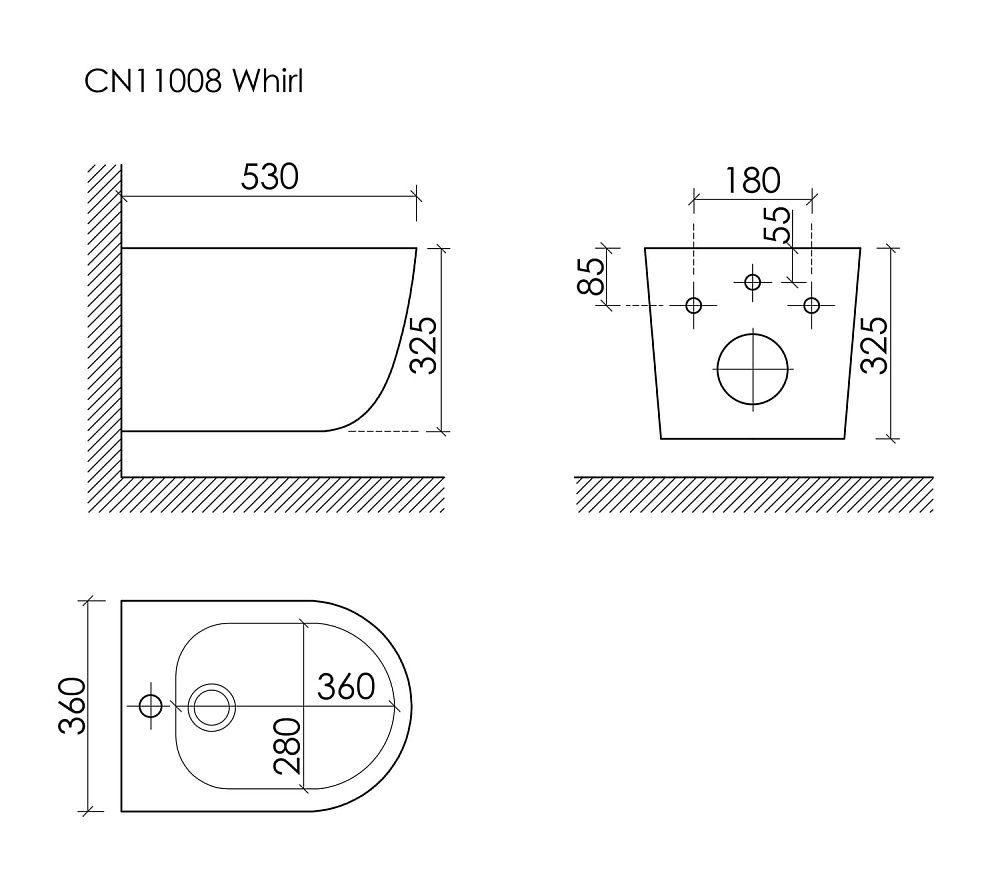Биде подвесное Ceramicanova Whirl CN11008 белый