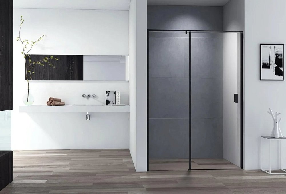 Душевая дверь в нишу Cezares Urban B 12 100 C Nero профиль черный, стекло прозрачное
