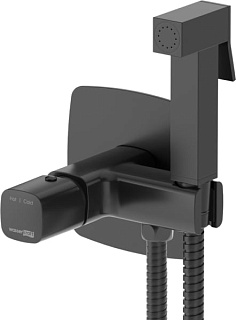 Гигиенический душ Wasserkraft Nuthe 9138 со смесителем, С ВНУТРЕННЕЙ ЧАСТЬЮ, черный soft-touch