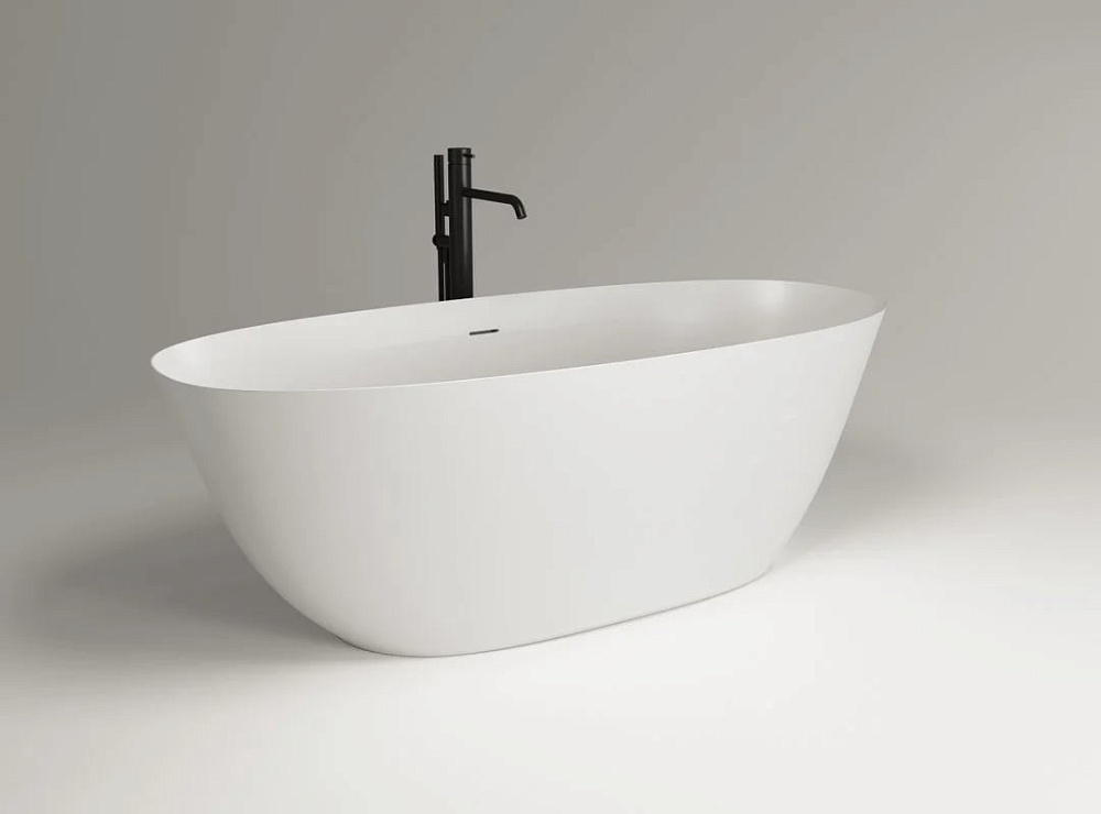 Ванна из искусственного камня Plumberia Selection Veloma 170x75 см, отдельностоящая, матовая белая, 