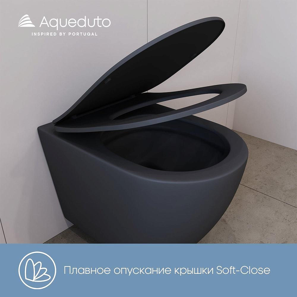 Унитаз подвесной Aqueduto OVO Tornado OVOT2140 черный матовый