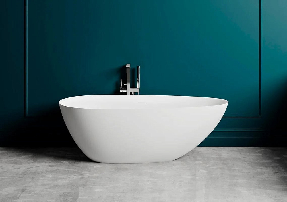 Ванна из искусственного камня Salini Paola In S-Sense 160x75 см, отдельностоящая, белая, овальная, с