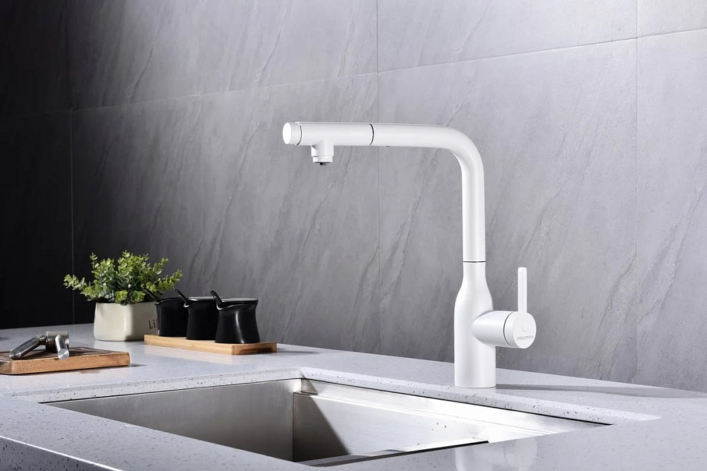 Смеситель для кухни Paulmark Viper Vi213105-WH матовый белый