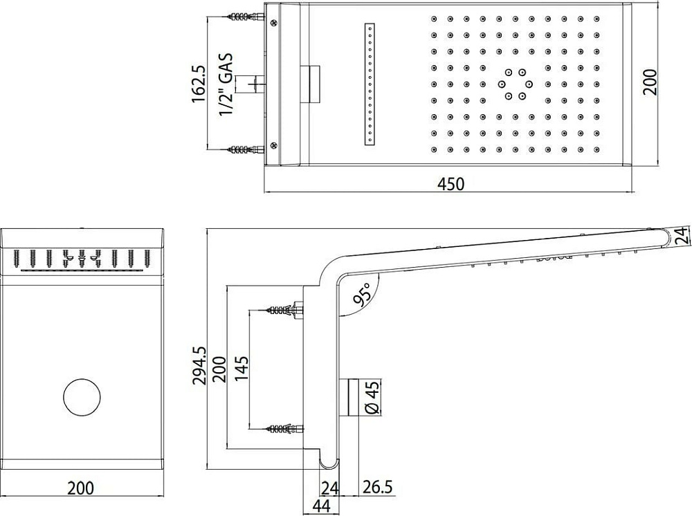 Верхний душ Bossini Syncro-Neb 3 Sprays I00590.030 хром
