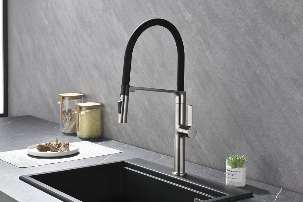 Смеситель для кухни Paulmark BARREL Ba214029-BS нержавеющая сталь