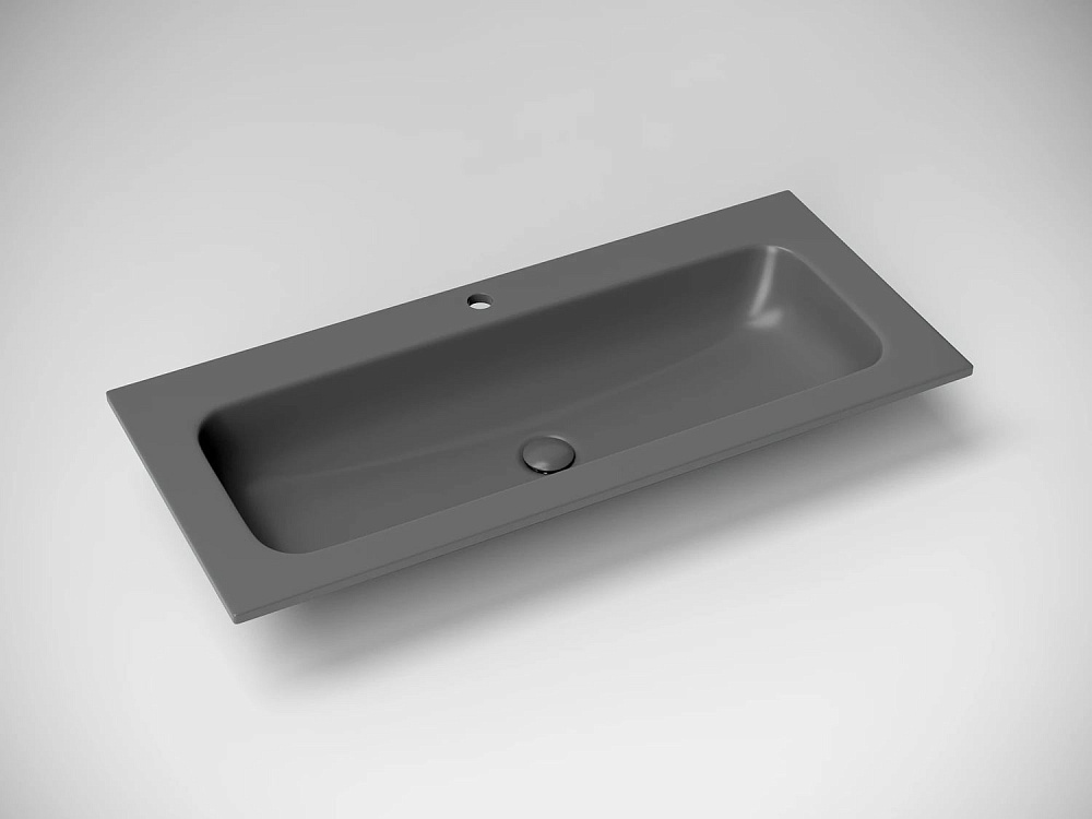 Мебельная раковина Ceramicanova Grace прямоугольная без отверстия под смеситель темный антрацит