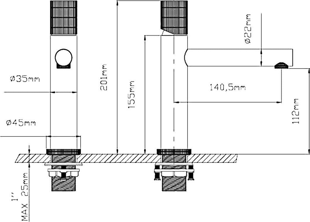 Смеситель для раковины Vincea Groove VBF-4G1MB черный