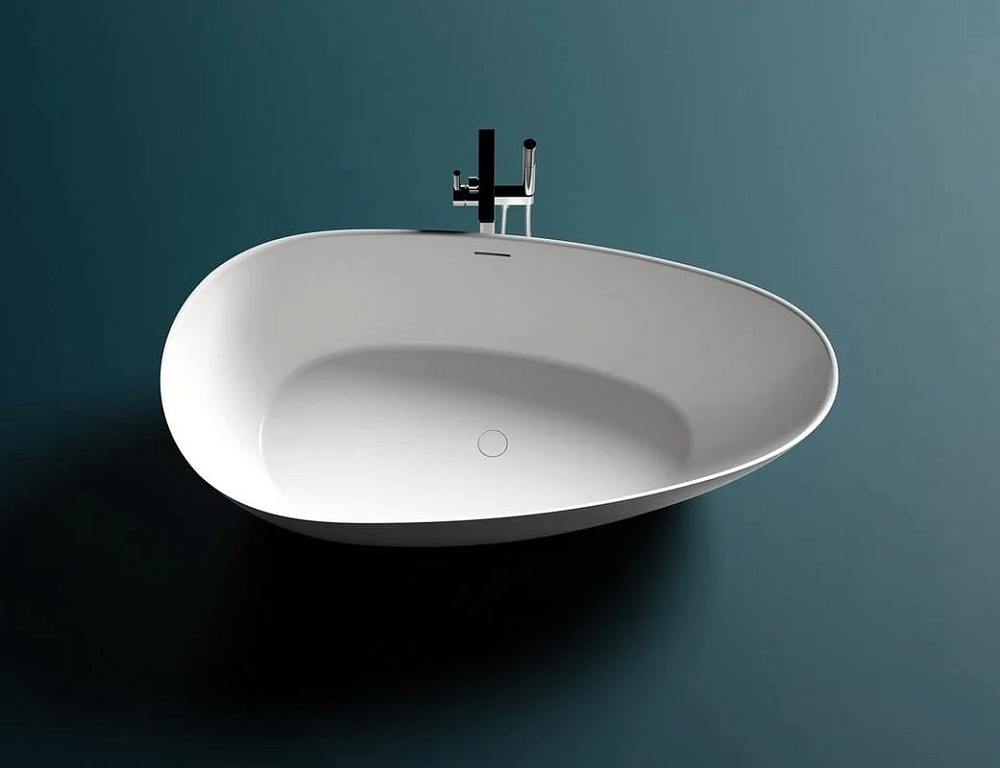 Ванна из искусственного камня Salini Paola S-Sense 160x75 см, отдельностоящая, белая, овальная, со с