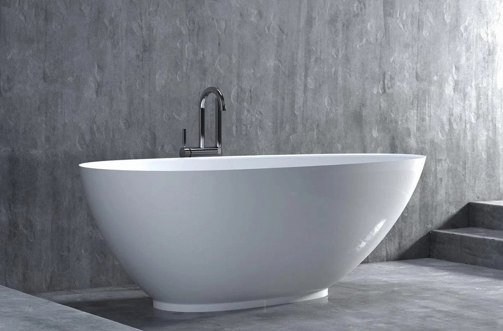 Ванна из искусственного камня Salini Paola S-Stone 160x75 см, отдельностоящая, матовая белая, овальн