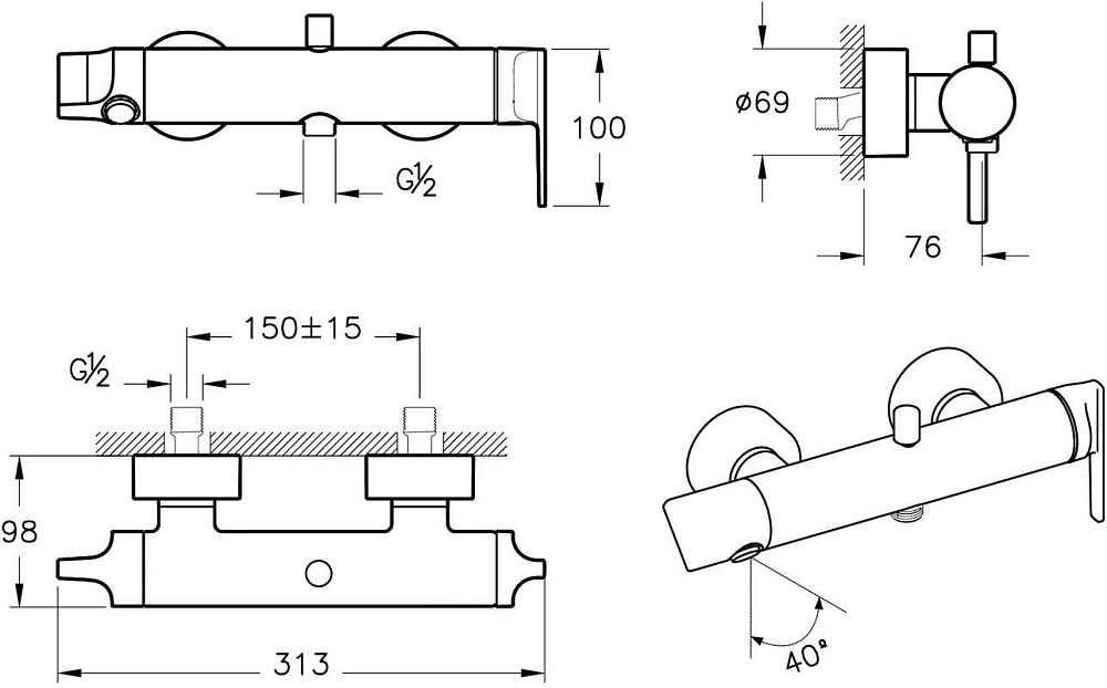 Смеситель для ванны с душем VitrA Suit A4281829, медь