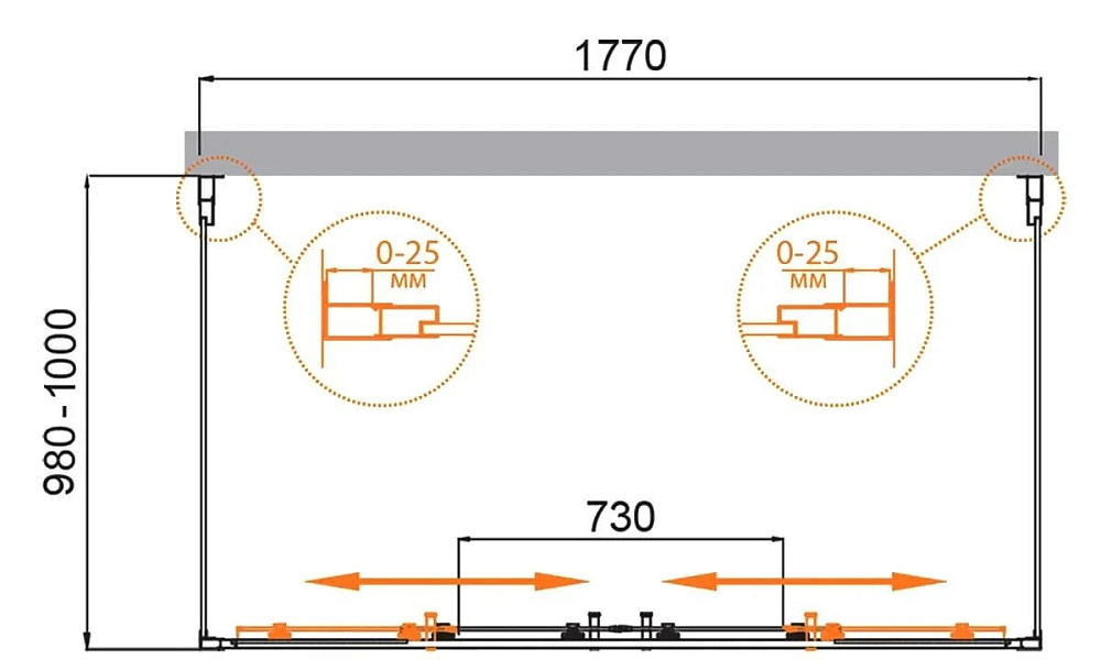 Душевой уголок Cezares Molveno AH 2+2 180+100 C Cr IV 180х100 см, профиль хром, стекло прозрачное