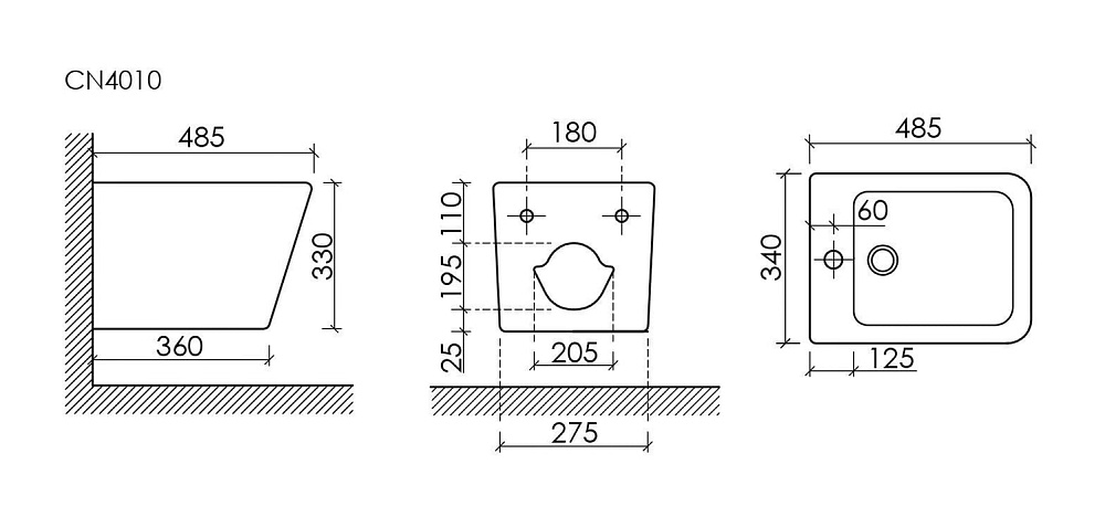 Биде подвесное Ceramicanova Union CN4010 белый