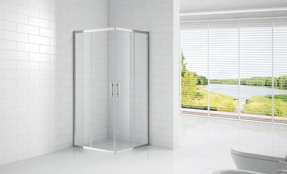 Душевой уголок Cezares Eco O-A-2 100x100, профиль хром, стекло прозрачное