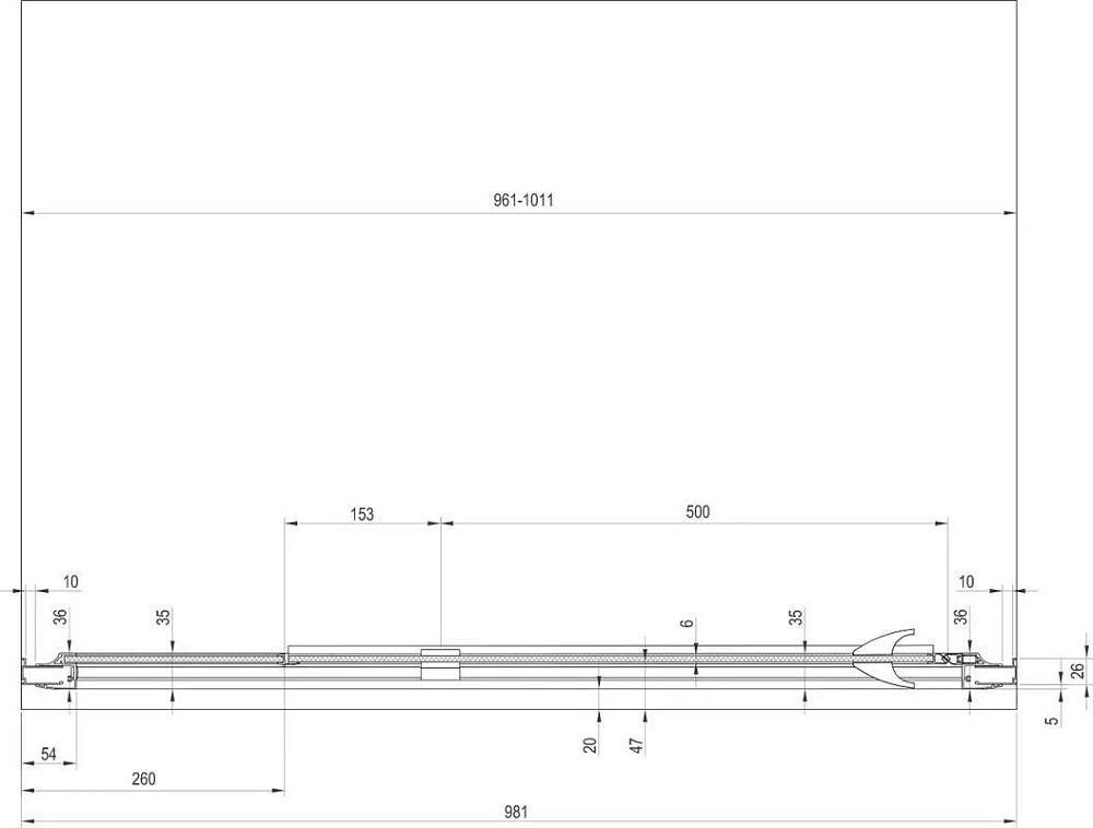 Душевая дверь в нишу Ravak Pivot PDOP2-100 Transparent, профиль черный