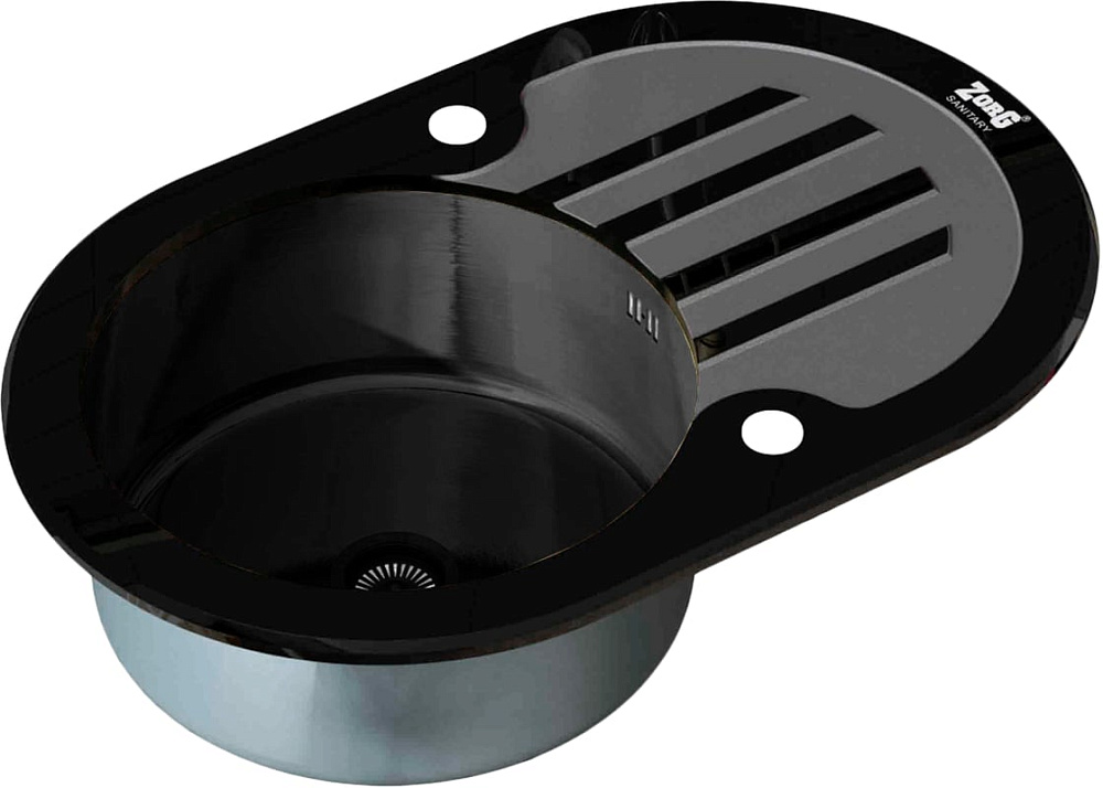 Мойка кухонная Zorg Inox Glass GL-7851-OV-BLACK-GRAFIT