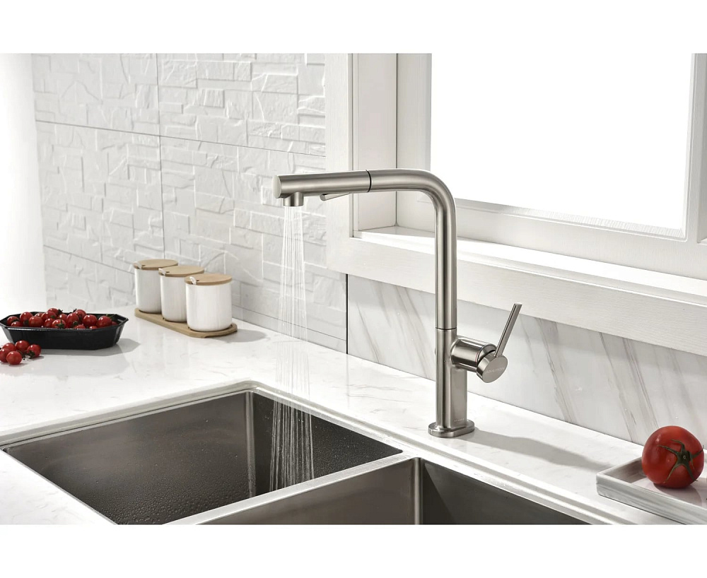 Смеситель для кухни Paulmark Neo Ne214419-BS, брашированная сталь