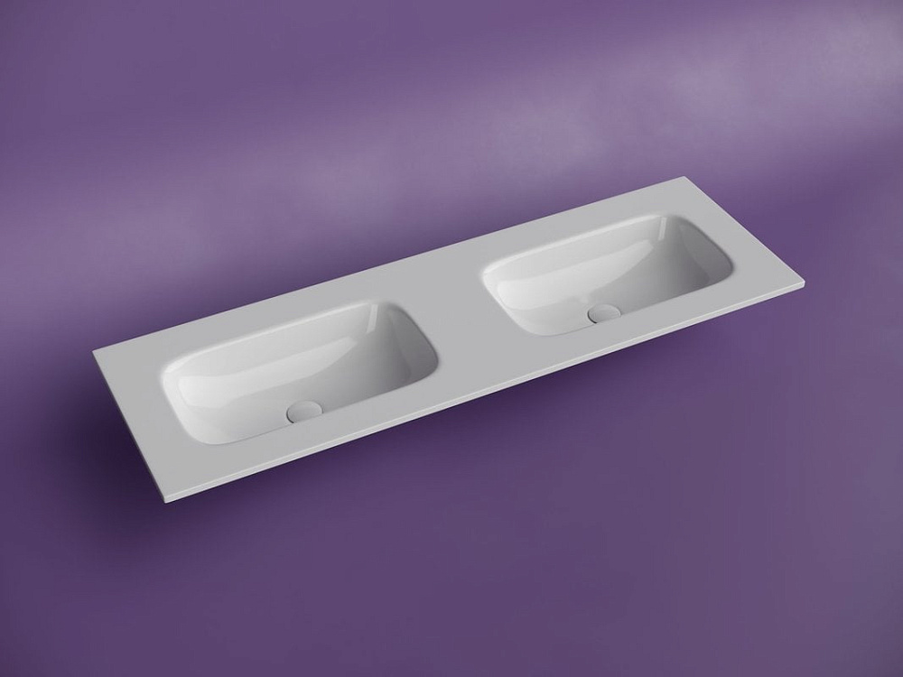 Мебельная раковина Ceramicanova Grace прямоугольная 141см с двумя чашами без отверстий под смеситель