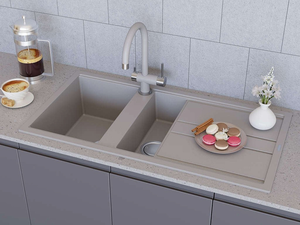 Мойка кухонная Omoikiri Kitagawa 100-2-GR leningrad grey