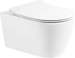 Унитаз подвесной BelBagno Marino BB105CHR BB2034SC с микролифтом, безободковый, глянцевый белый