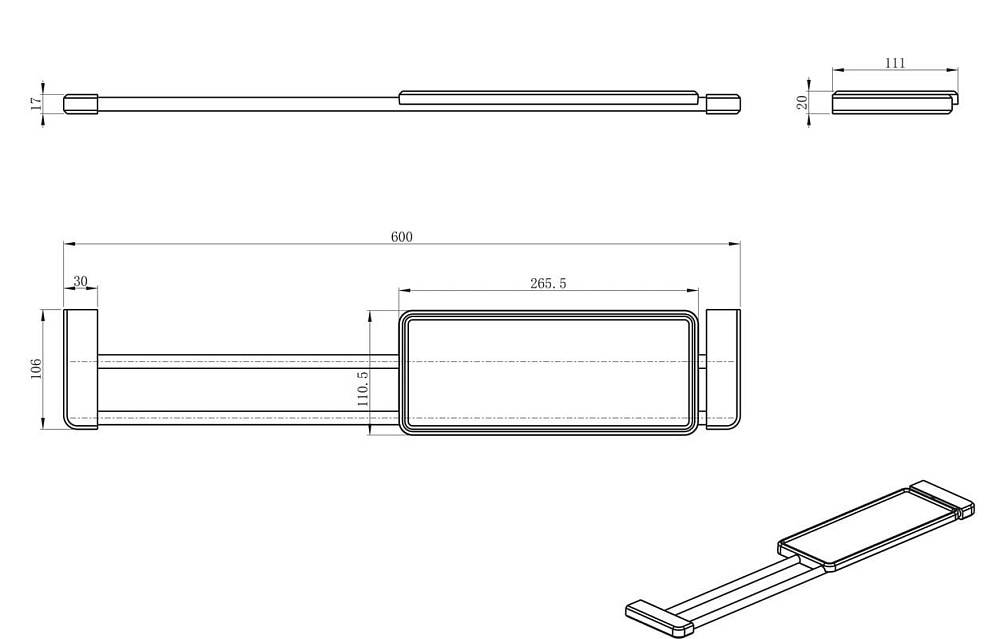 Полка Wonzon & Woghand WW-V3701-CR раздвижная, хром